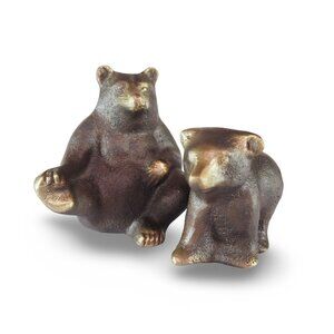Scott Nelles 2003 Mama Bear and Cub Bronze Sculpture Statue Pair